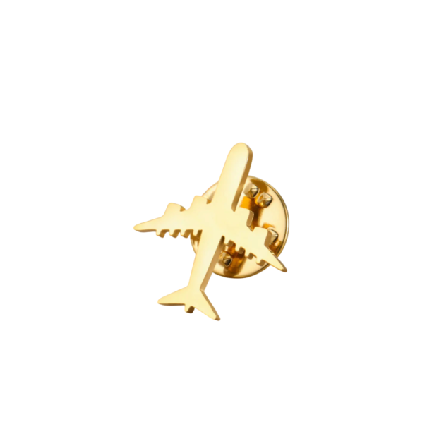 Broche en acier inoxydable avion 20 × 20 mm épingle en métal forme minimaliste accessoire de vêtement revers sac à dos voyage motif pilote doré