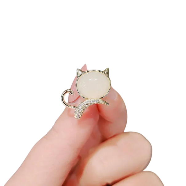 Broche en métal en forme de chat avec des pierres décoratives en alliage de zinc Broche élégante en forme de chat Accessoire stylé pour vestes, manteaux et robes 2