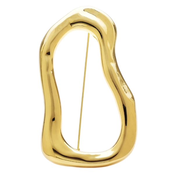 Broche géométrique grande forme irrégulière environ 7,7 x 4,8 cm en acier inoxydable épingle à revers insigne accessoire de vêtements bijou doré