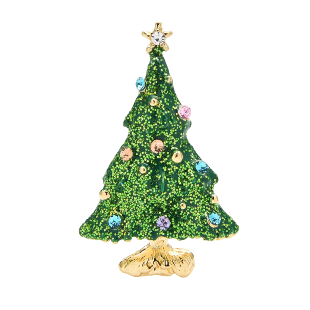 Broche met kerstboommotief groen