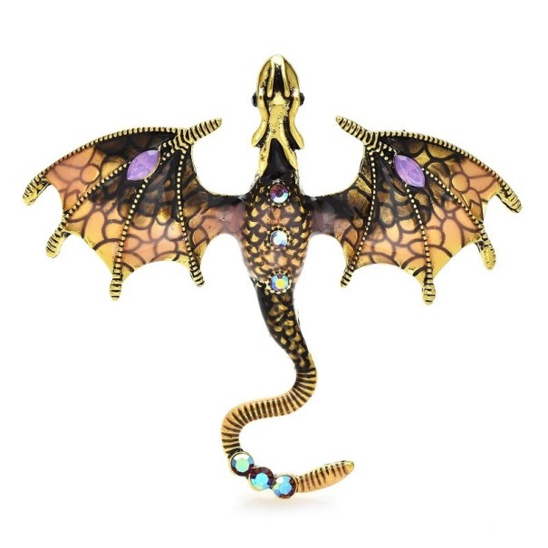 Broche ornée de dragon marron