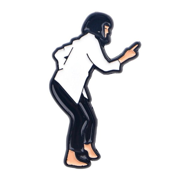 Broche personnage de film Pulp Fiction environ 2 x 3,5 cm badge coloré en dessin avec motif de personnage dansant pour veste sac accessoire 1