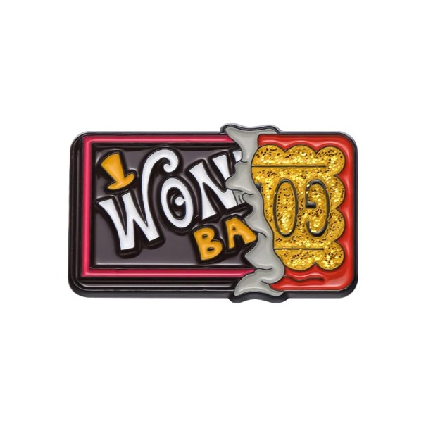 Broche Wonka chocolate golden ticket aproximadamente 3 x 1,8 cm emblema metálico colorido para mochila roupa acessório de fã 1