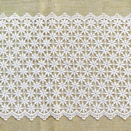 Broderad bomullslace 21 cm x 91 cm Blommönstrad kant Dekorativt tyg Bomull Textil för sömnad dekoration bröllop DIY 1