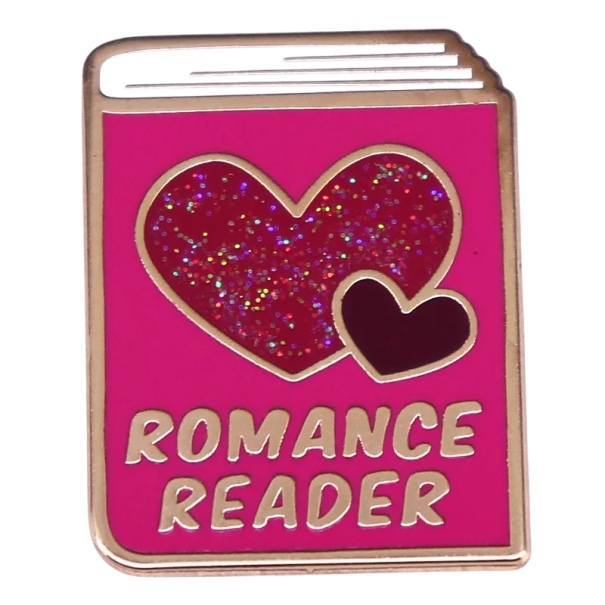 Broșă cititor de romane pin metalic carte cu inimă strălucitor roșu roz insignă pentru îmbrăcăminte rucsac accesoriu pentru cititori 1