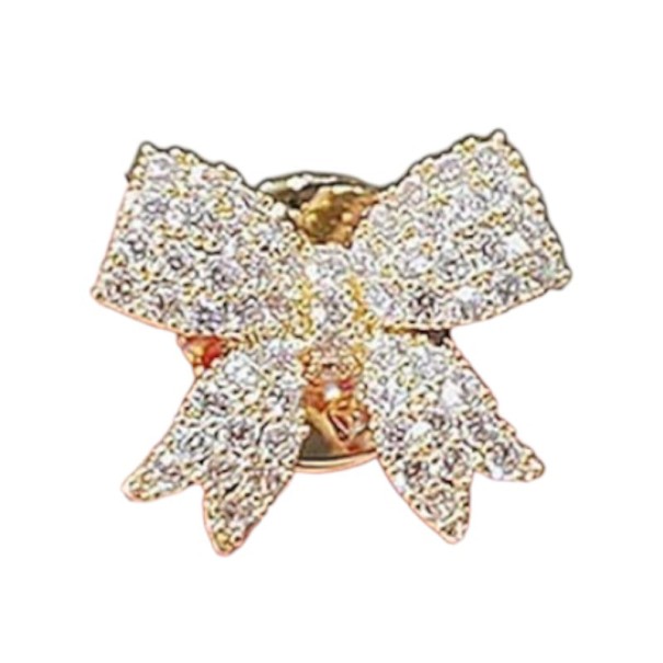 Broșă elegantă în formă de fundă 1,8 cm aliaj de zinc cu pietricele accesoriu decorativ pentru palton rochii geantă 3