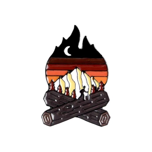 Broșă insignă pin foc de tabără munți noapte motiv aventură în aer liber accesoriu metalic multicolor pentru rucsac îmbrăcăminte turism camping 1