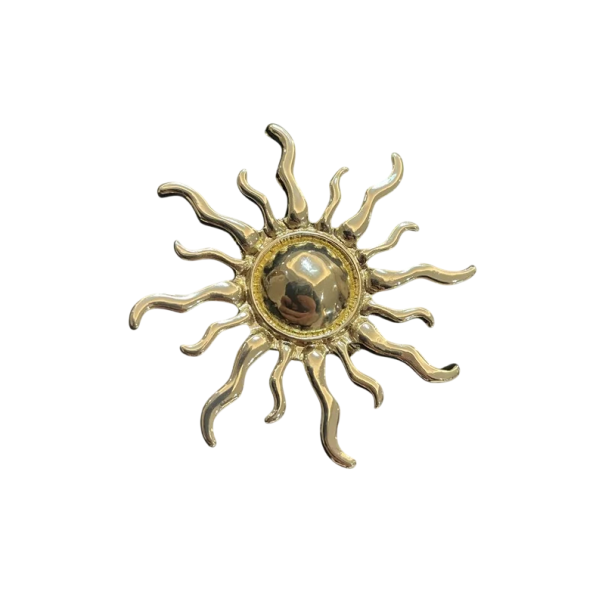 Broșă soare pin decorativ metalic lucios design raze solare accesoriu pentru îmbrăcăminte rucsac rever bijuterie cu motiv de soare 1