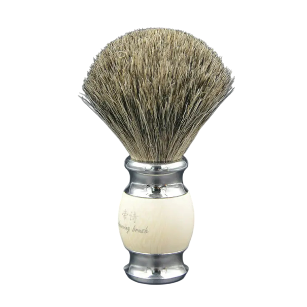 Brosse à raser professionnelle diamètre de la tête 60 mm hauteur 115 mm Poils de blaireau Base en métal avec manche en résine Soins de la barbe 1