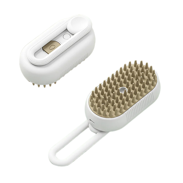 Brosse à vapeur pour animaux de compagnie Brosse à vapeur pour chats et chiens Brosse de massage à vapeur 19,5 x 6,5 cm blanc