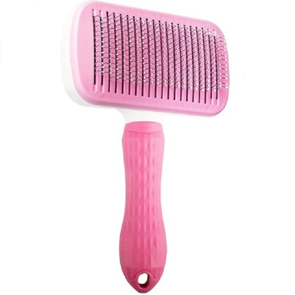 Brosse carrée pour animaux rose