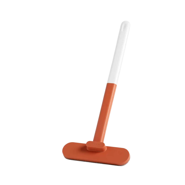 Brosse de nettoyage de vitres multifonctionnelle à long manche, nettoyage humide et sec des surfaces en verre, carrelage, coins, salle de bain, ménage orange