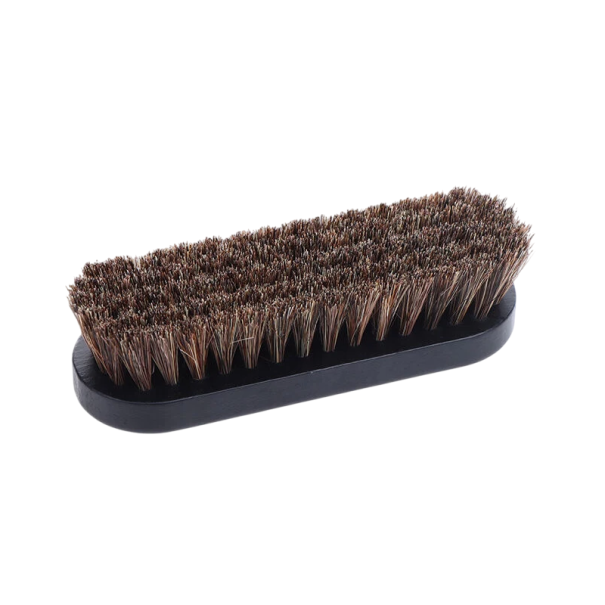 Brosse en crin de cheval avec poignée en bois 11,7 x 4,3 x 3,3 cm Brosse de nettoyage naturelle pour chaussures, meubles et surfaces Entretien domestique noir