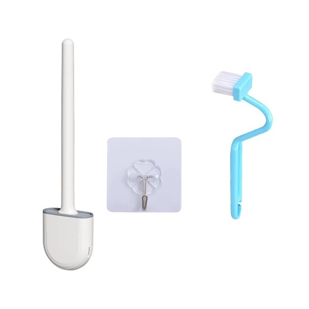 Brosse en silicone murale avec brosse WC blanc
