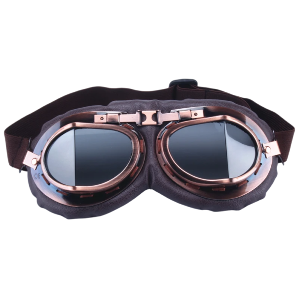 Brown Retro Motorcycle Goggles with Grey PC Lenses 18 x 9 cm Artificial Leather ABS Construction Scooter Glasses Vintage Style 1