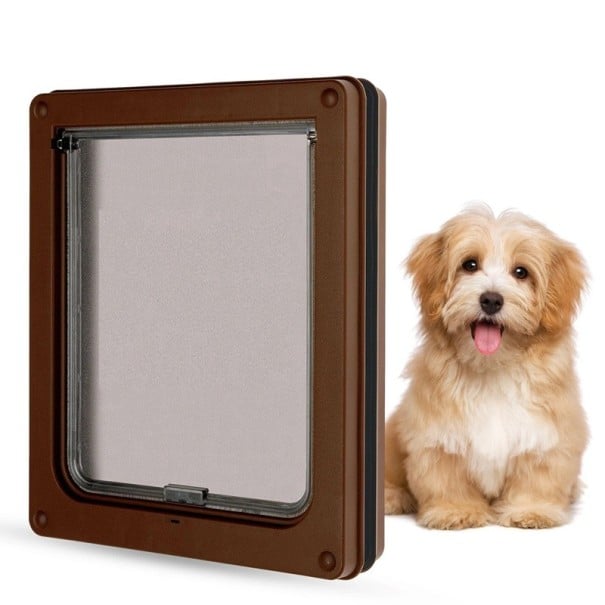 Brune døre til hunde og katte i størrelse 29 x 35 cm Magnetisk lukningssystem for klappen Ramme med huller til skruer og børstetætning 1
