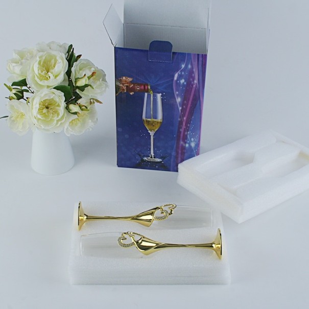 Bryllup champagneglas 2 stk. guld