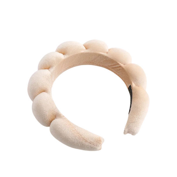 Bubblig hårband 17,5 x 16,8 x 3,7 cm Polstrat bubblig hårband Mjukt 3D dam- och flickhåraccessoar modeaccessoar beige