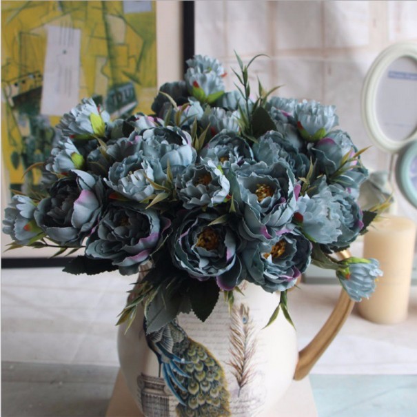 Buchet decorativ de bujori J853 albastru
