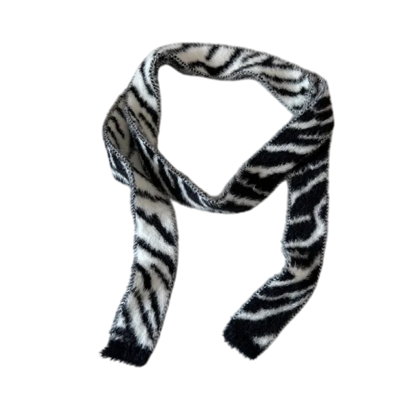 Bufanda de mujer 135–175 cm Bufanda de acrílico a rayas con patrón de cebra Accesorio de moda suave y cálido para otoño e invierno Bufanda estilosa 1