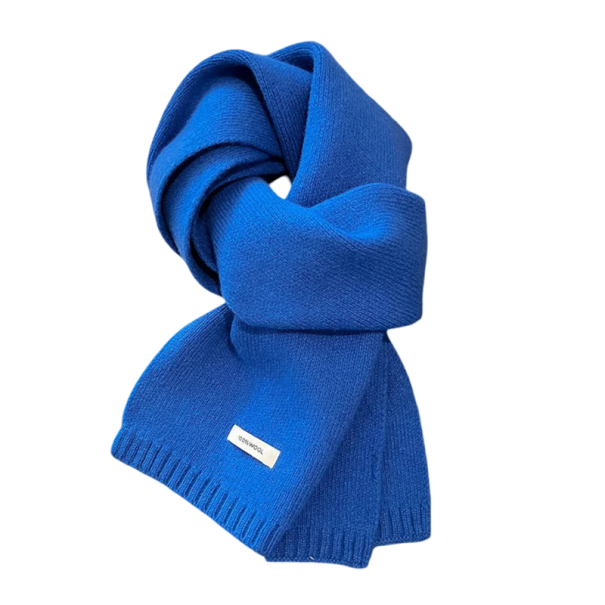Bufanda de mujer 20 x 160 cm de lana y cachemira de un solo color Accesorio de moda cálido y suave Bufanda elegante de invierno para uso diario Confección de calidad cómoda azul