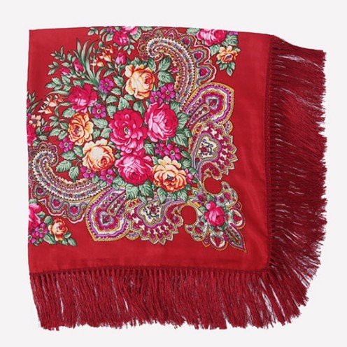 Bufanda de mujer con flores J3277 burdeos