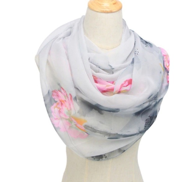 Bufanda floral para mujer J2997 gris