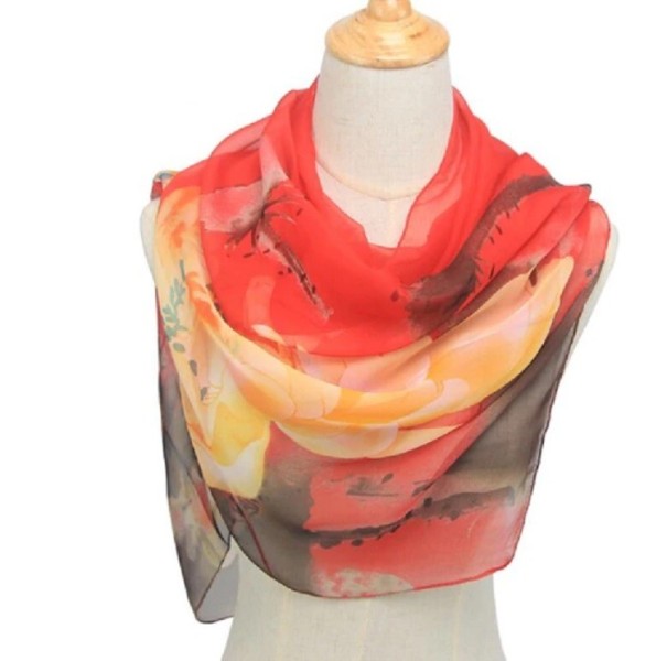 Bufanda floral para mujer J2997 rojo