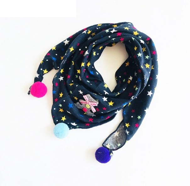 Bufanda infantil de invierno con pompones J579 2