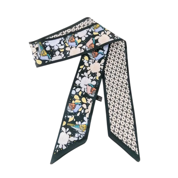 Bufanda larga elegante para mujer de uso todo el año, lujoso accesorio de moda, cinta para el cabello, complemento estiloso para el bolso negro