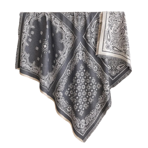 Bufanda para mujer 130 x 130 cm Bufanda cuadrada de poliéster con bordes deshilachados Diseño elegante y sutil Accesorio de moda cálido para otoño e invierno gris