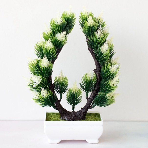 Buisson artificiel en pot blanc