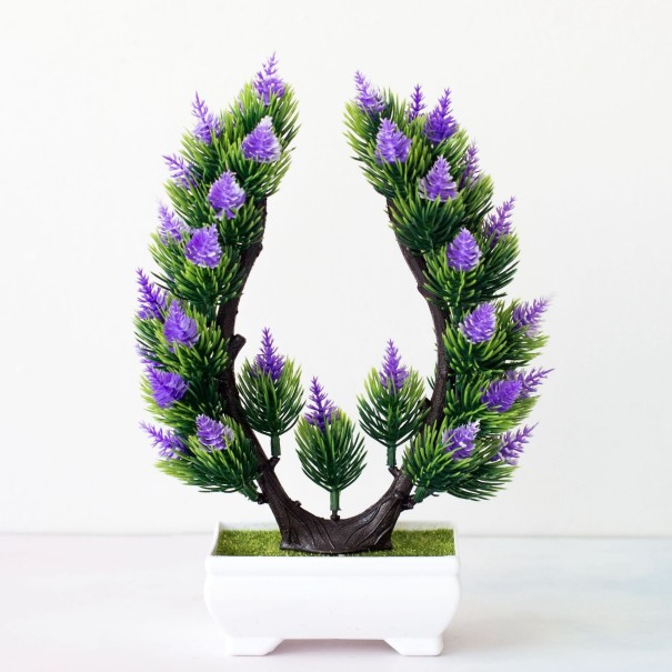 Buisson artificiel en pot violet