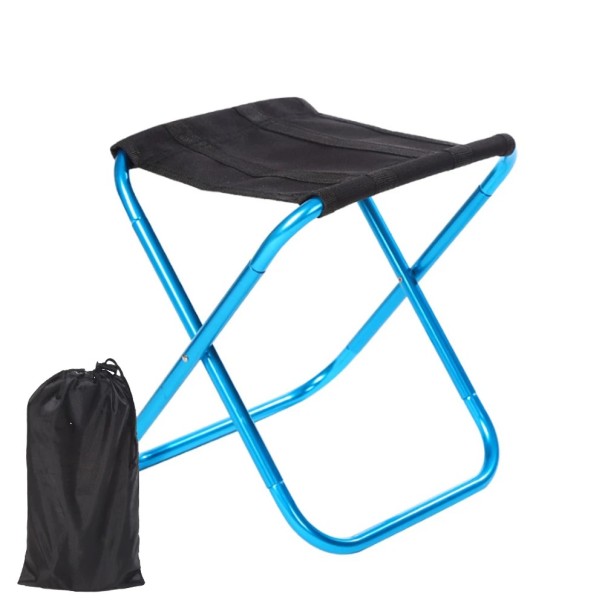 Buiten opvouwbare campingstoel 26 x 24 x 22 cm Draagbare mini-stoel met stoffen hoes 25 x 15 cm Aluminiumlegering stoeltje lichtblauw