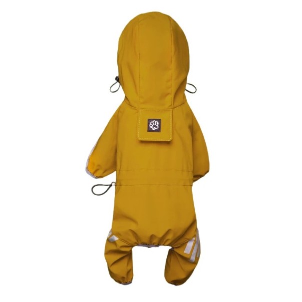 Bunte Hunderegenjacke mit Kapuze und reflektierenden Elementen Größe XL Druckknopfverschluss Schutz vor Regen und Wind für große Hunde gelb