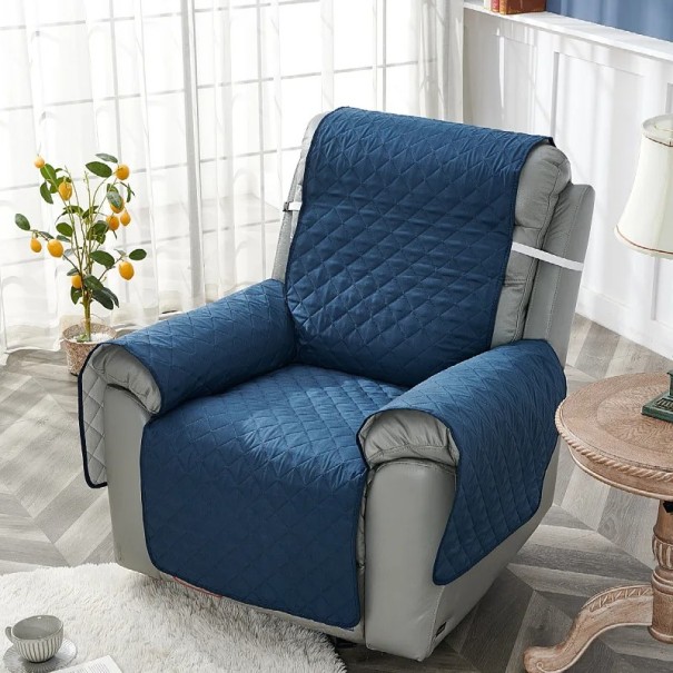 Bunter Anti-Rutsch-Stuhlbezug 55x200 cm Schutzhülle mit Riemen Gepolstertes Sitzkissen für Zuhause blau