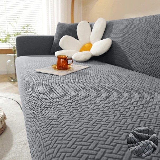 Bunter elastischer Sofabezug 185–230 cm Jacquard-Bezug für Dreisitzer Wohnzimmer rutschfest waschbar grau Bunter elastischer Sofabezug 185–230 cm Jacquard-Bezug für Dreisitzer Wohnzimmer rutschfest waschbar grau