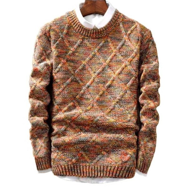 Bunter Pullover für Herren F203 orange S