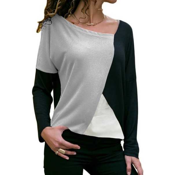 Buntes Langarm-T-Shirt für Damen L 2