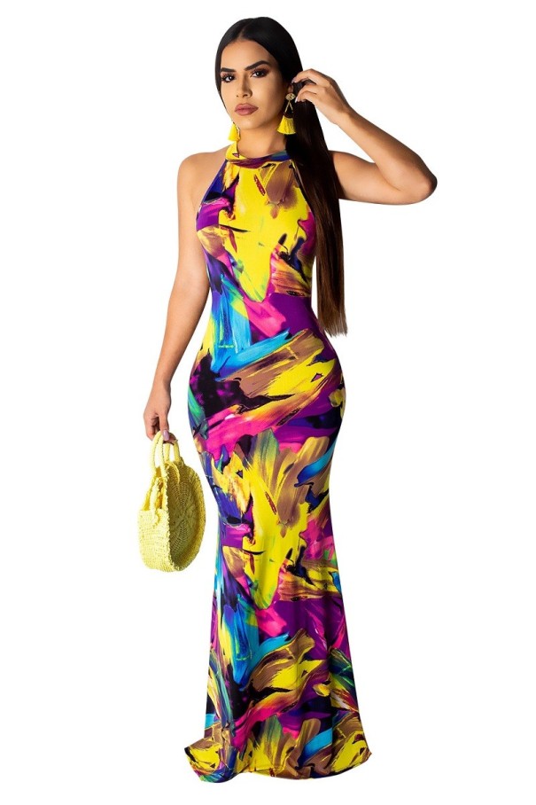 Buntes langes Kleid M 4