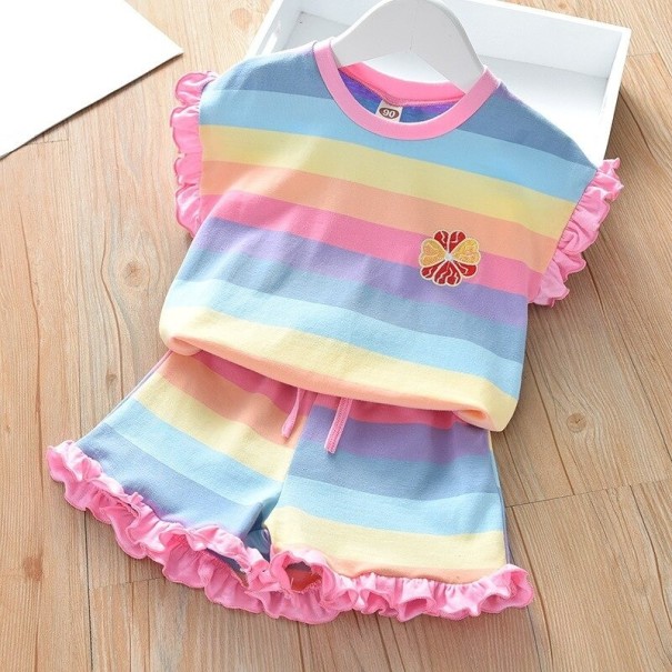 Buntes Mädchen-T-Shirt und Shorts L1514 3 C