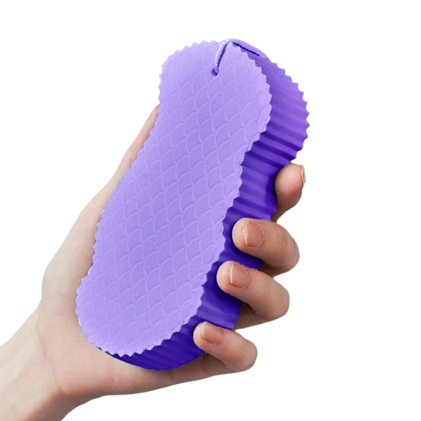 Burete de baie exfoliant violet