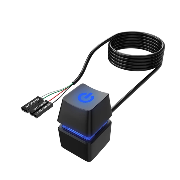 Buton extern de pornire cu iluminare LED și cablu de 2m Comutator pentru computer Buton extern PC Accesorii pentru desktop negru