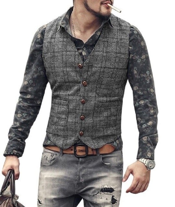 Button-Down-Weste für Herren dunkelgrau XS