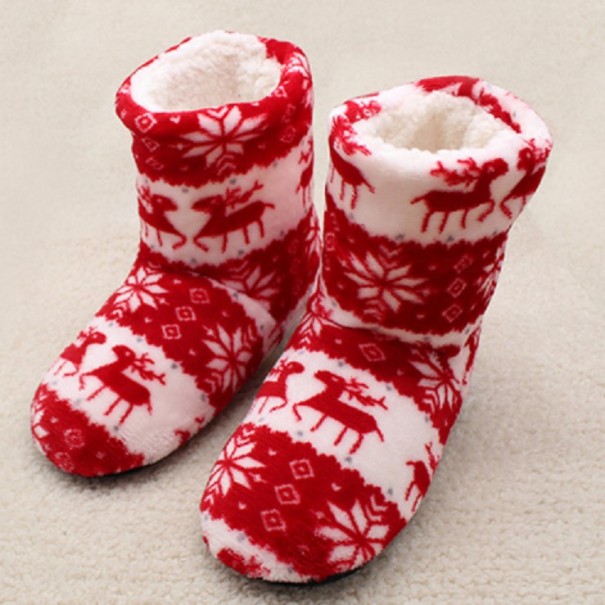 Buty domowe damskie - kapcie świąteczne czerwony 35