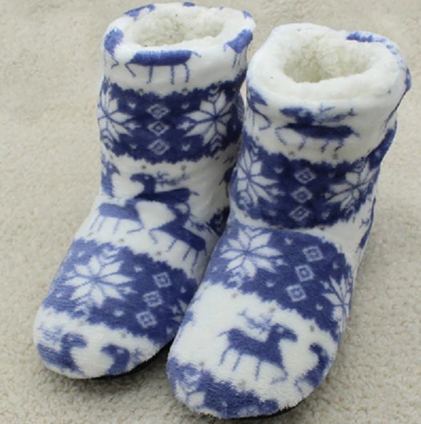Buty domowe damskie - kapcie świąteczne niebieski 37