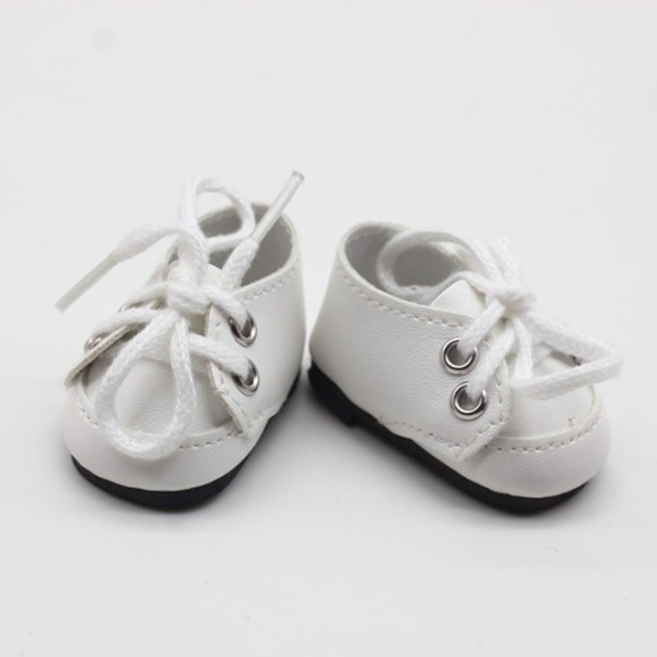 Buty na sznurówki dla lalki Niskie buty z metalowymi oczkami z PU skóry i tkaniny Rozmiar 5 x 2,8 cm Pomoc do nauki wiązania sznurówek biały