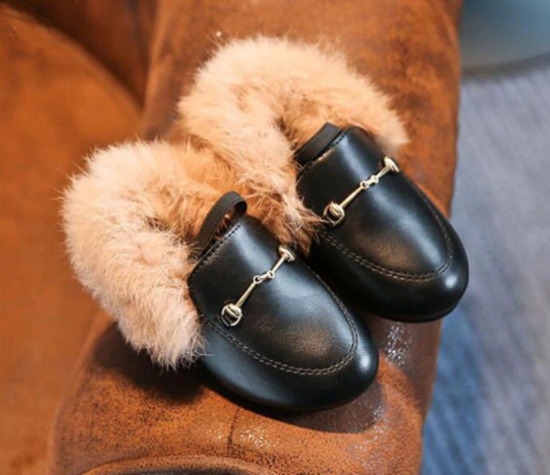 Buty zimowe dziewczyny z futrem czarny 29