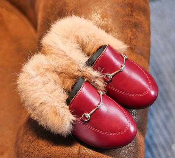 Buty zimowe dziewczyny z futrem czerwony 25