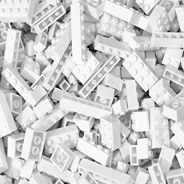 Byggeklodser i forskellige størrelser 125 g Kreative byggesæt til børn Farverige byggedele Forskellige typer klodser Byggekits Alder 6+ hvid